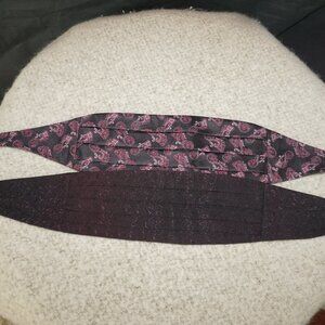 Set of 2 Cummerbunds - Paisley & Black Adjustable Formal Weddings Men's